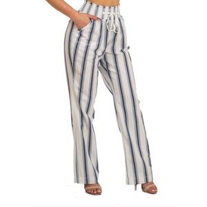 NWT Blue & White Striped Linen Trouser